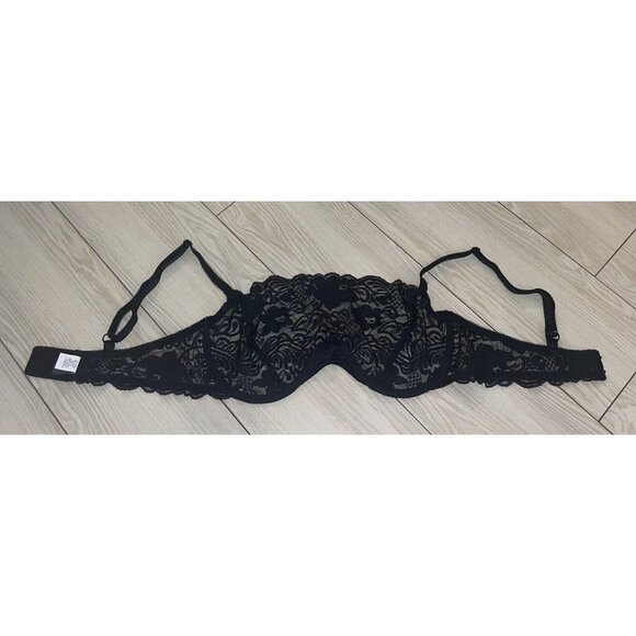 Fredericks of Hollywood Lace Cami Bra Sheer Underwire Womens 36C Black - Picture 5 of 7